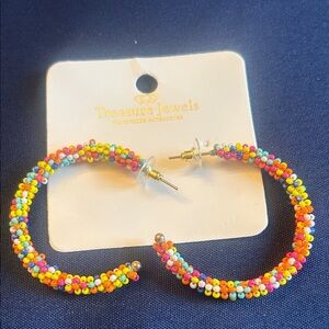 Treasure Jewels Multicolor Beaded Hoop Earrings